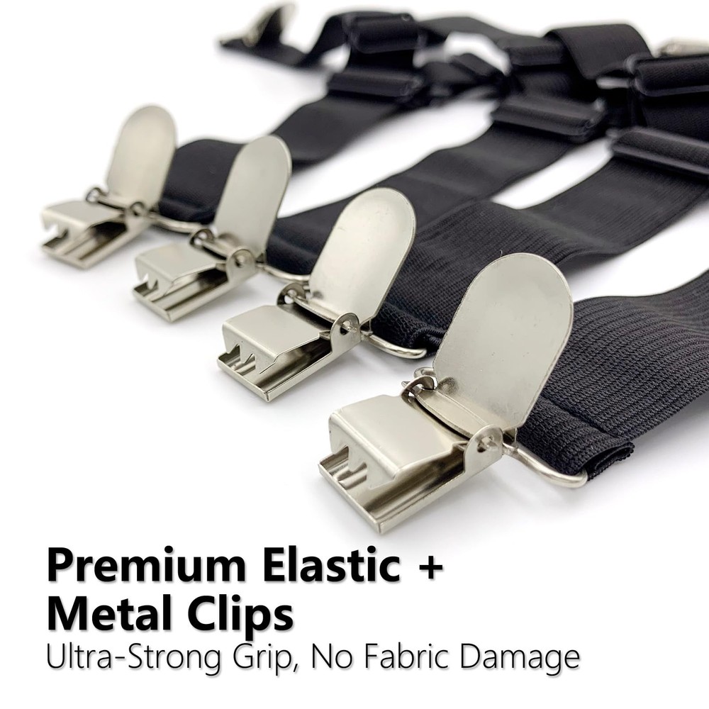 4 Pcs Bed Sheet Straps with Metal Clips Adjustable Fitted Bed Sheet Holders