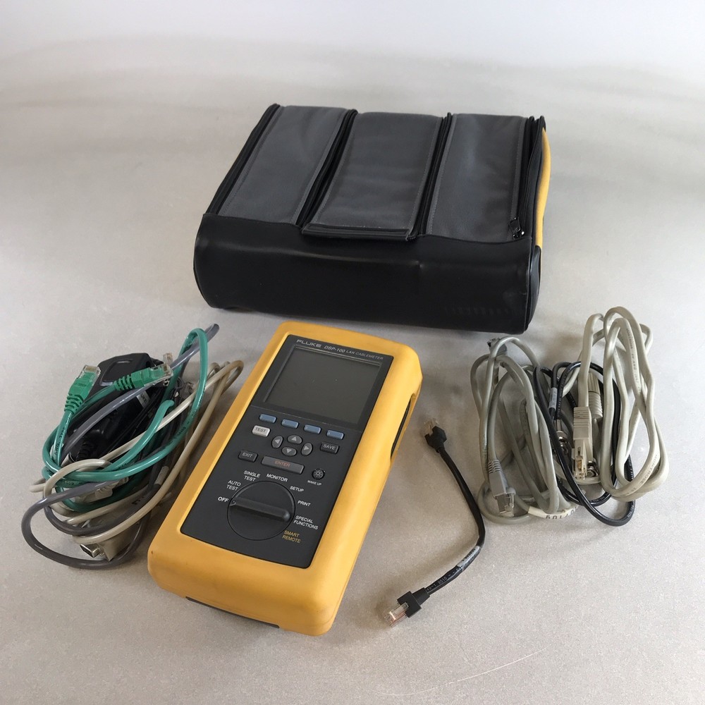 FLUKE DSP-100 LAN CABLEMETER + cables and case *USED*