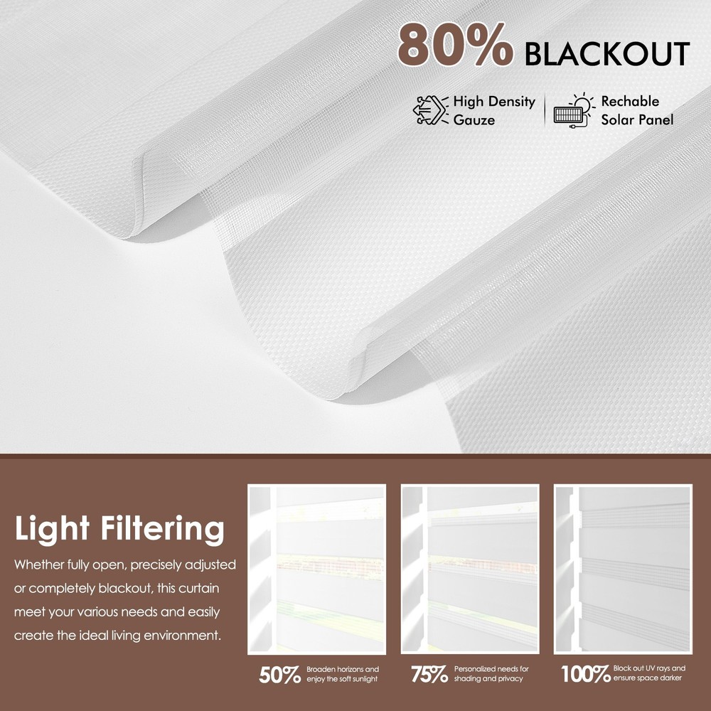 Motorized Zebra Blinds with Remote Control【Solar Panel Included】