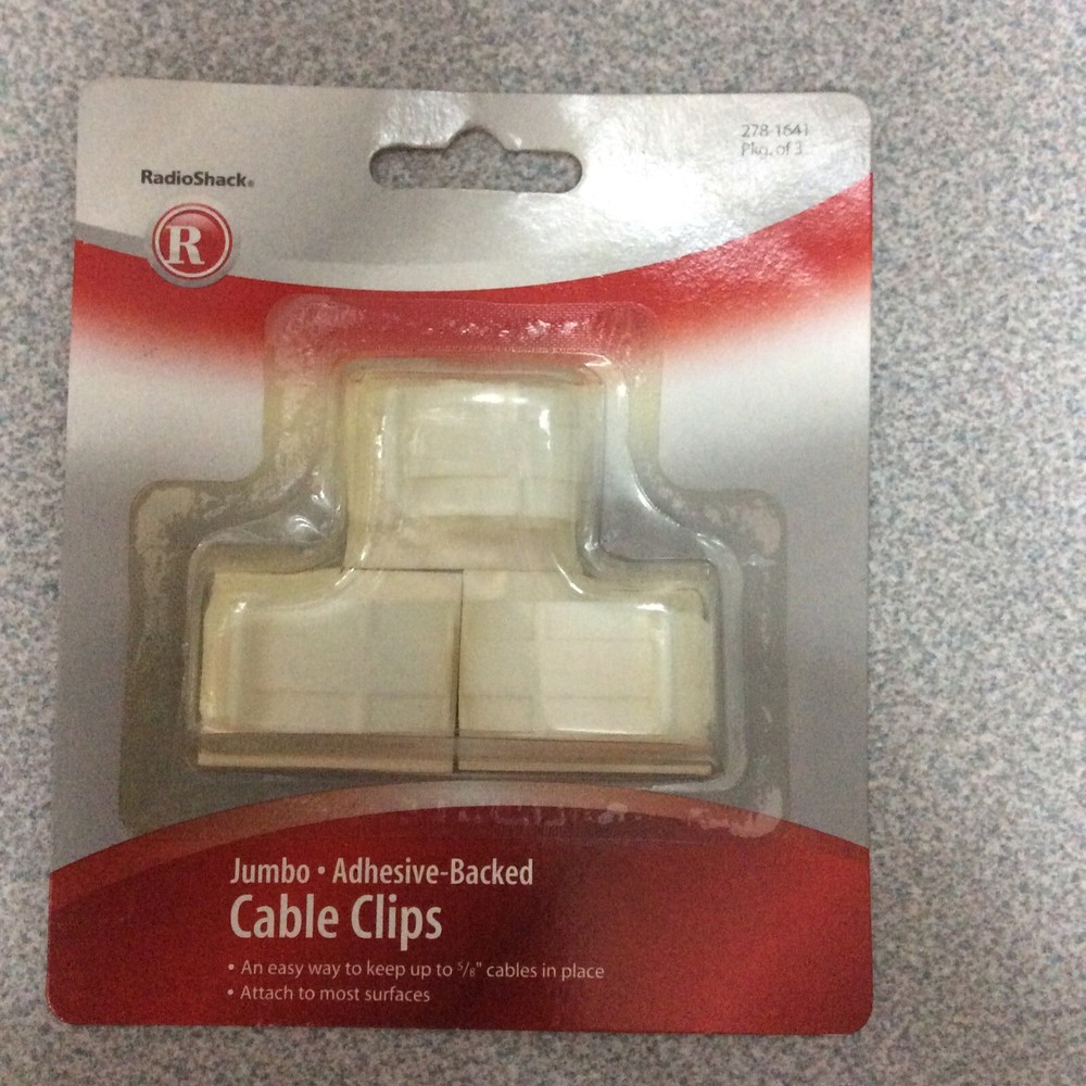 Cable Clips Jumbo. Adhesive-Backed 278-1641