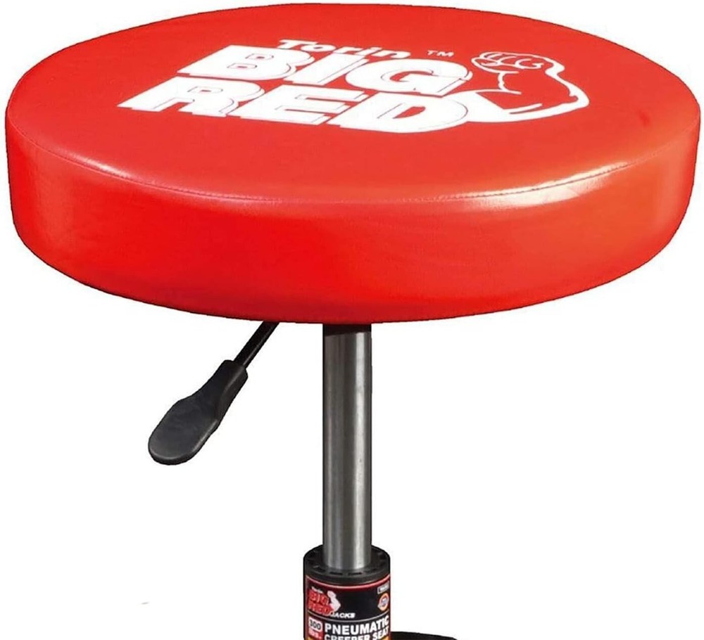 Durable Heavy-Duty Steel Workshop Stool: Swivel Casters & Adjustable Height, Red