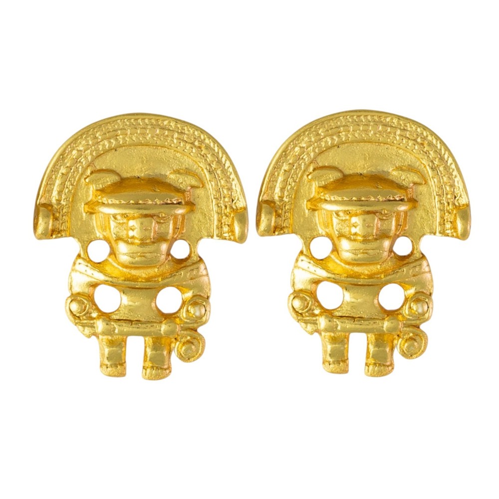 24k GP Anthropomorphic Figure 0.9" Drop Earrings
