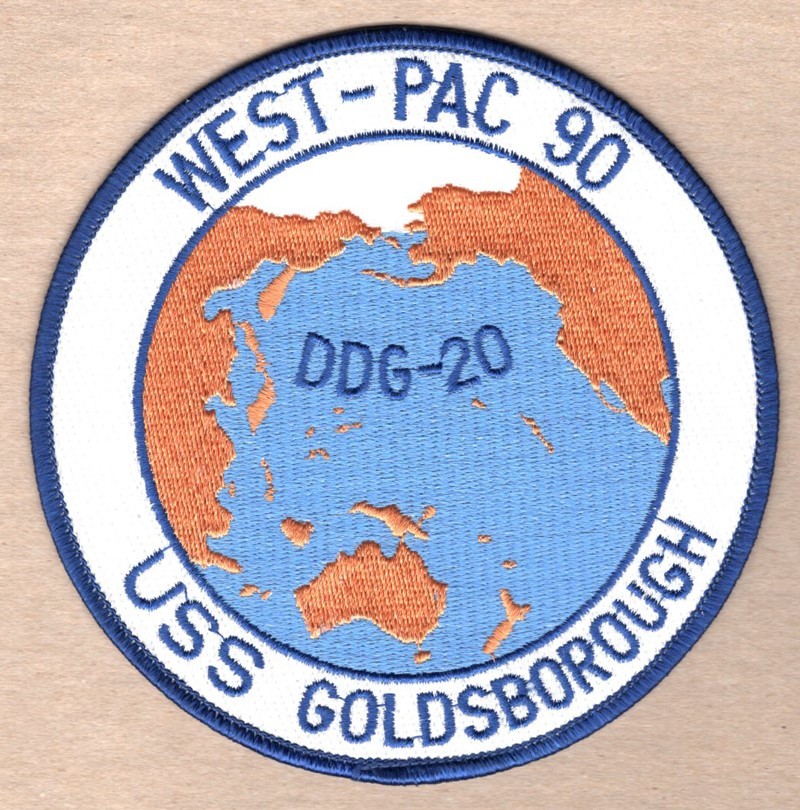 USN Navy Patch: Ship - USS Goldsborough DDG-20 WEST-PAC 90 - 5"