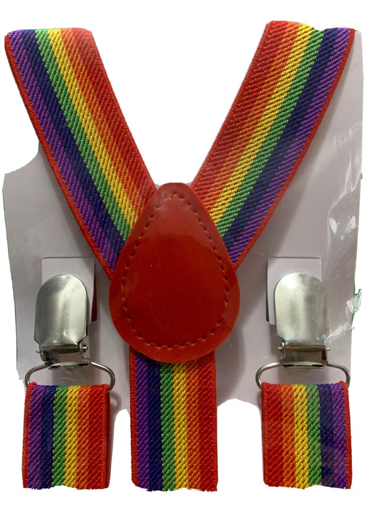 Rainbow Suspenders Adjustable Unisex Pride Love 1" Wide
