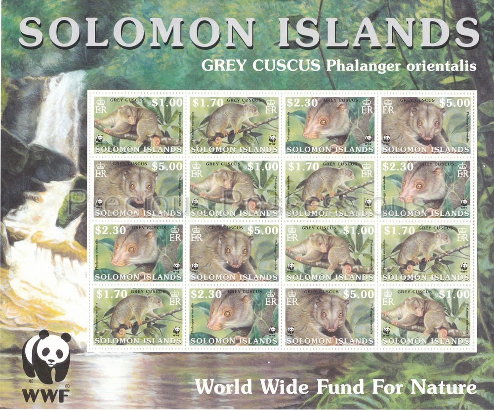 SOLOMON ISLAND MNH STAMP SHEET 2002 GREY CUSCUS SG 1003-1006