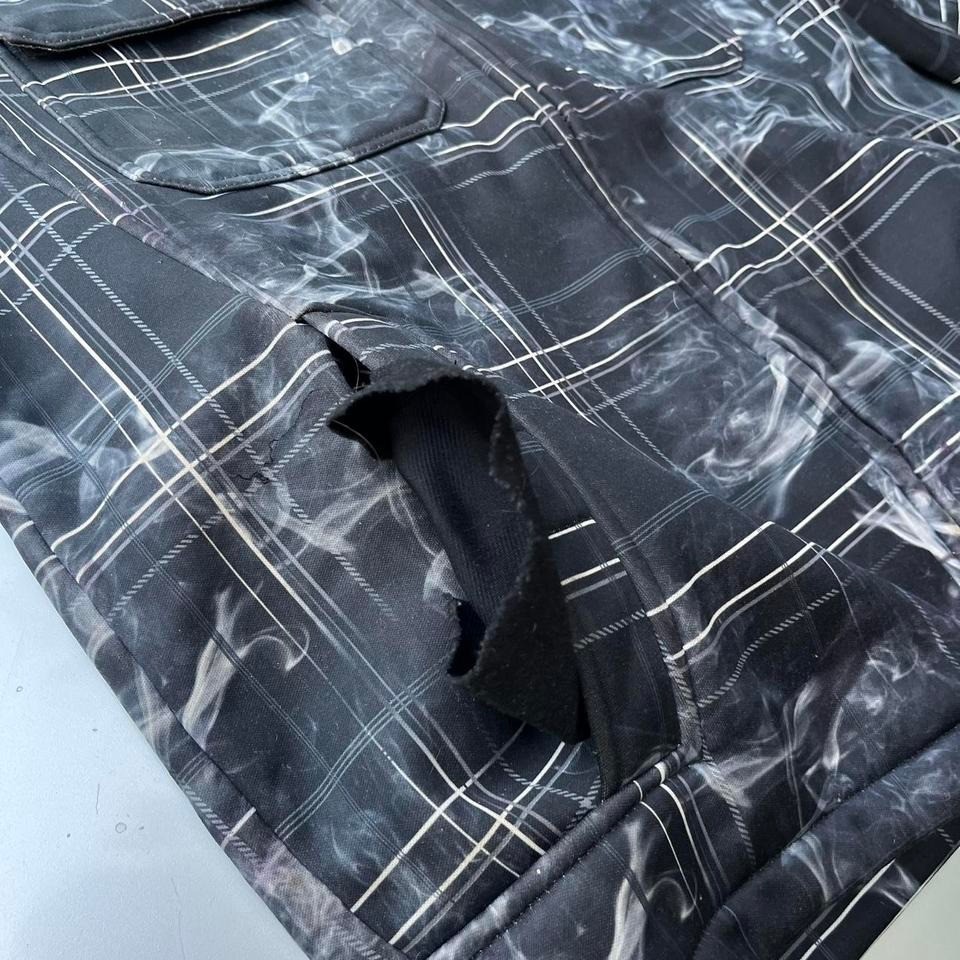 lack and white plaid Zeroxposur jacket