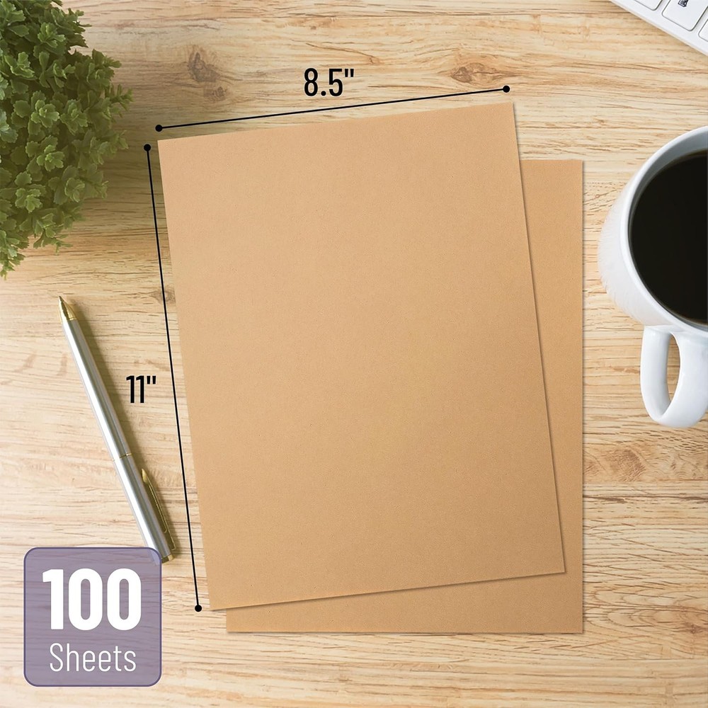 Durable Brown Craft Paper Sheets - 100 Count, 8.5 x 11 for Versatile Projects