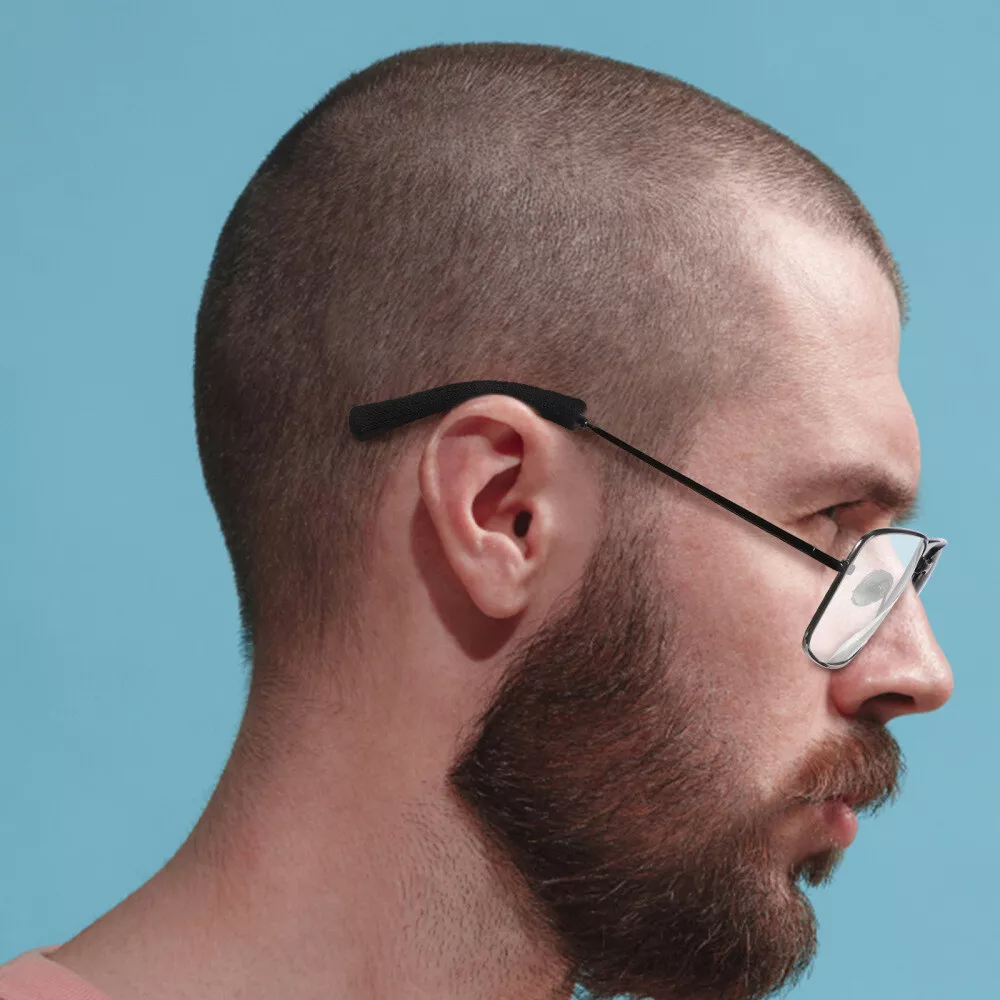 4× Antislip Elastic Comfort Eyeglasses Temple Tips Sleeve Microstructured Fabric