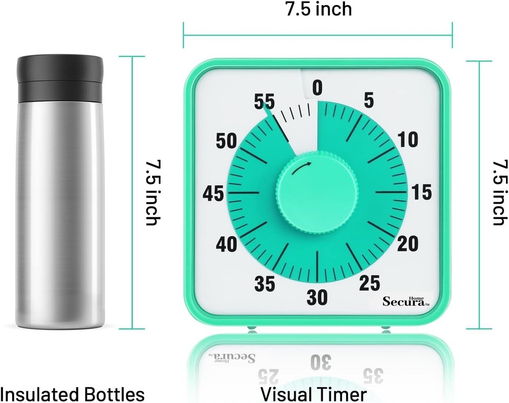 60-Minute Visual Countdown Timer 7.5” Oversize Magnetic Clock for Kids & Adults