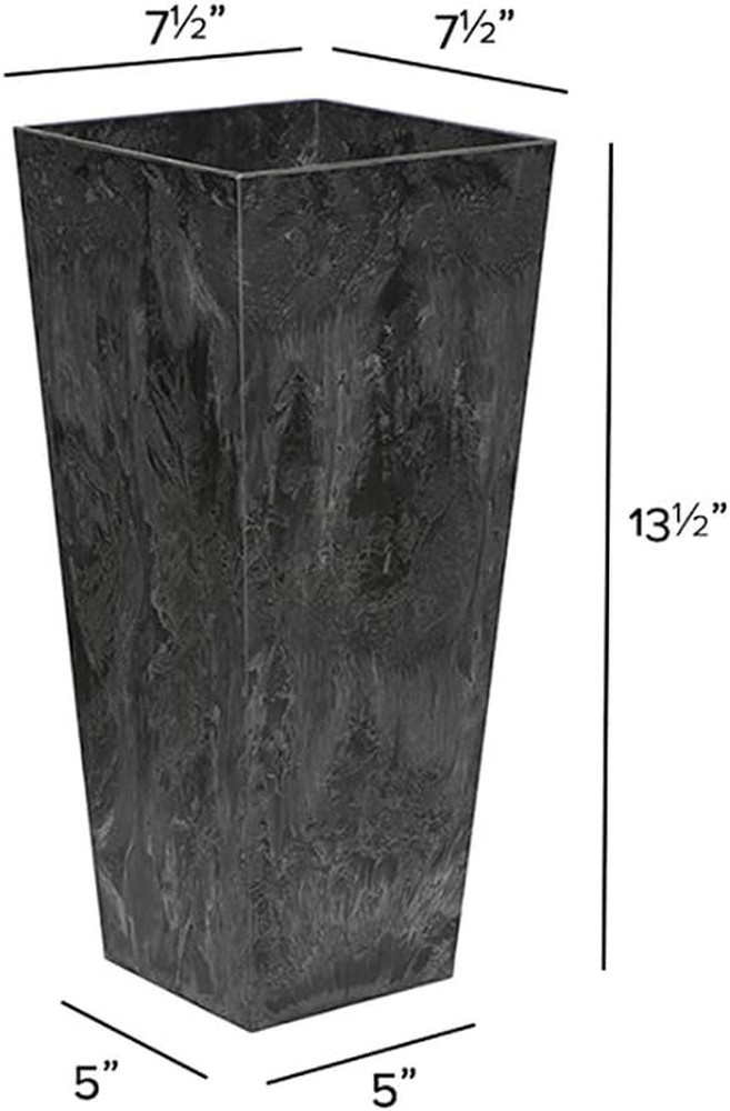 , Ella Tall Planter, Black, 13.5"