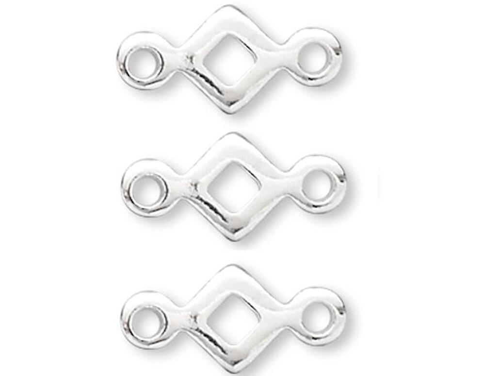 Connector, 100 Silver Plated Brass 4x4mm Open Diamond Square 4x8mm Link *