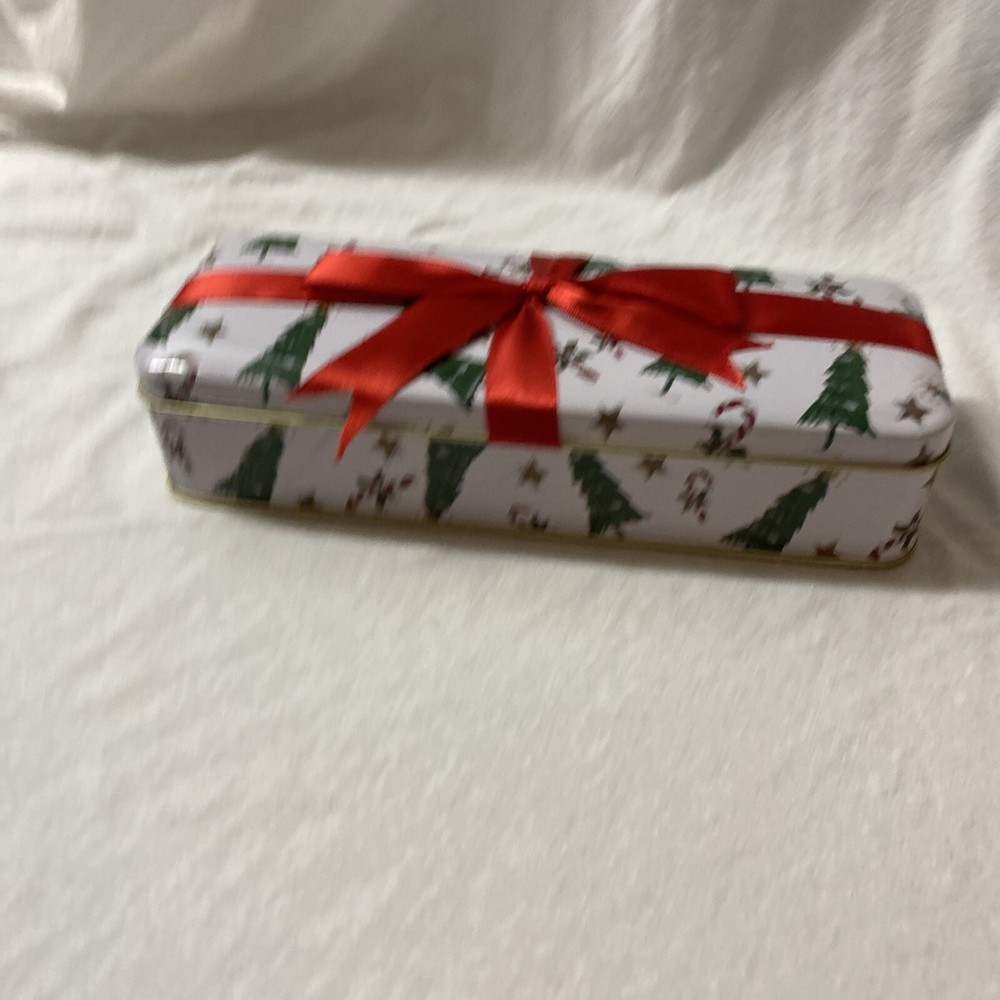 Christmas Tin with Ribbon Holiday