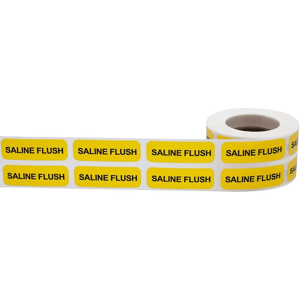 Saline Flush Labels | 0.5″ x 1.5″ Rectangle - 500 Pack