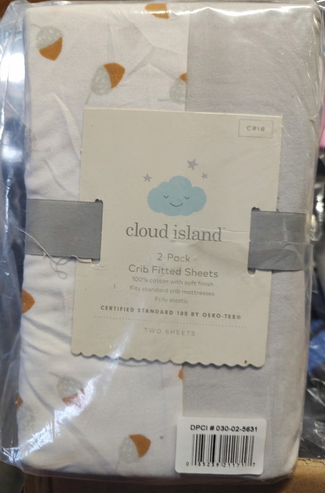 Fitted Crib Sheet Acorns - Cloud Island - 2pk