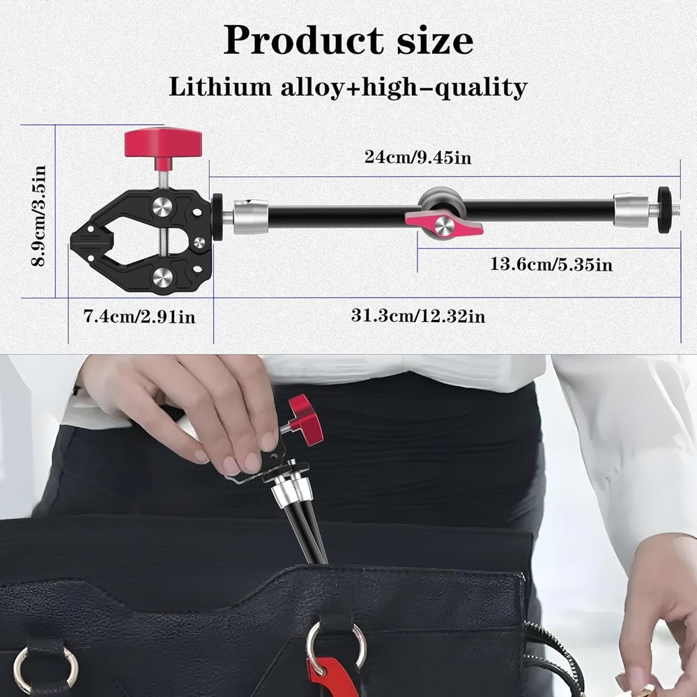 9.8" Double Head Magic Arm Kit - Lightweight, Adjustable & Easy to Carry