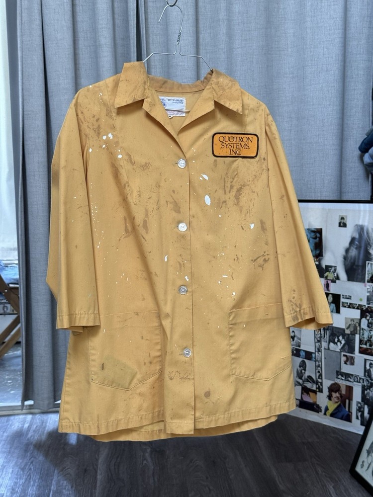 Vintage Yellow Lab Coat 70s 80s Medium