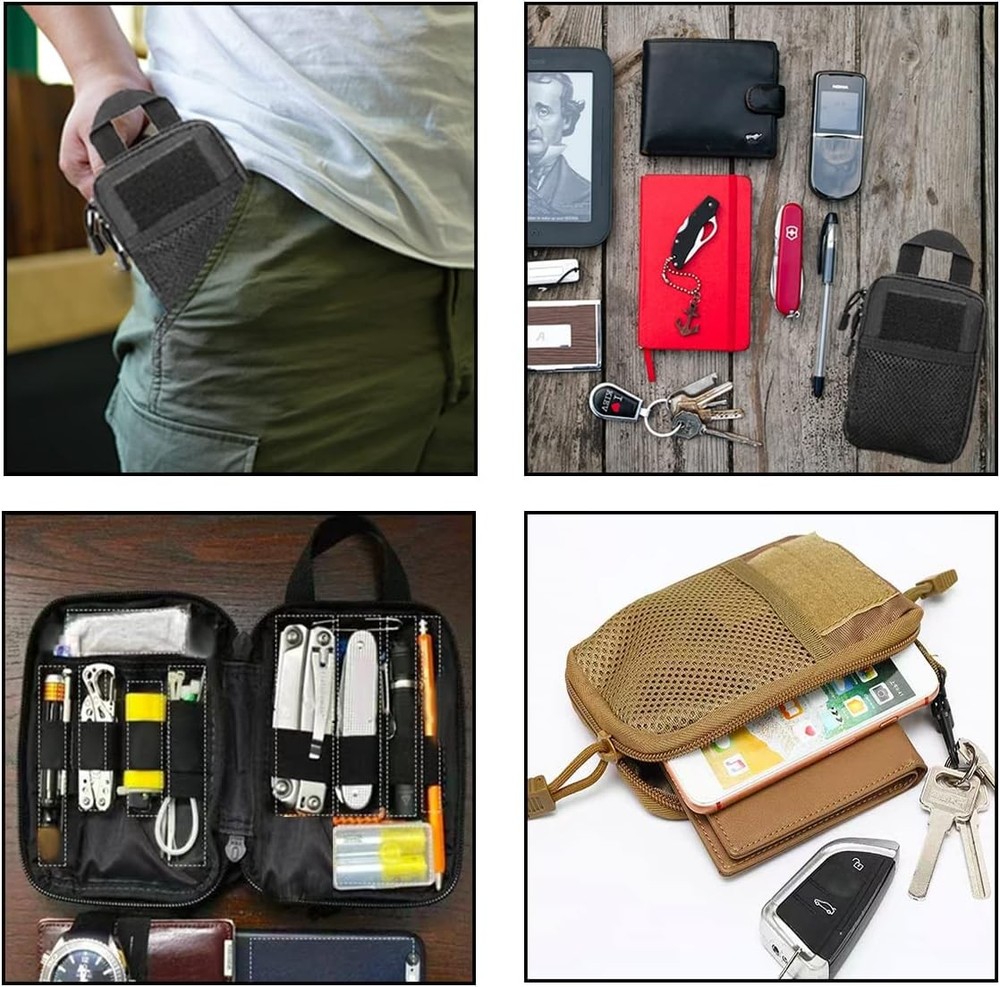 Tactical EDC Pocket Organizer Pouch, Mini Small Tool Storage Small, Black
