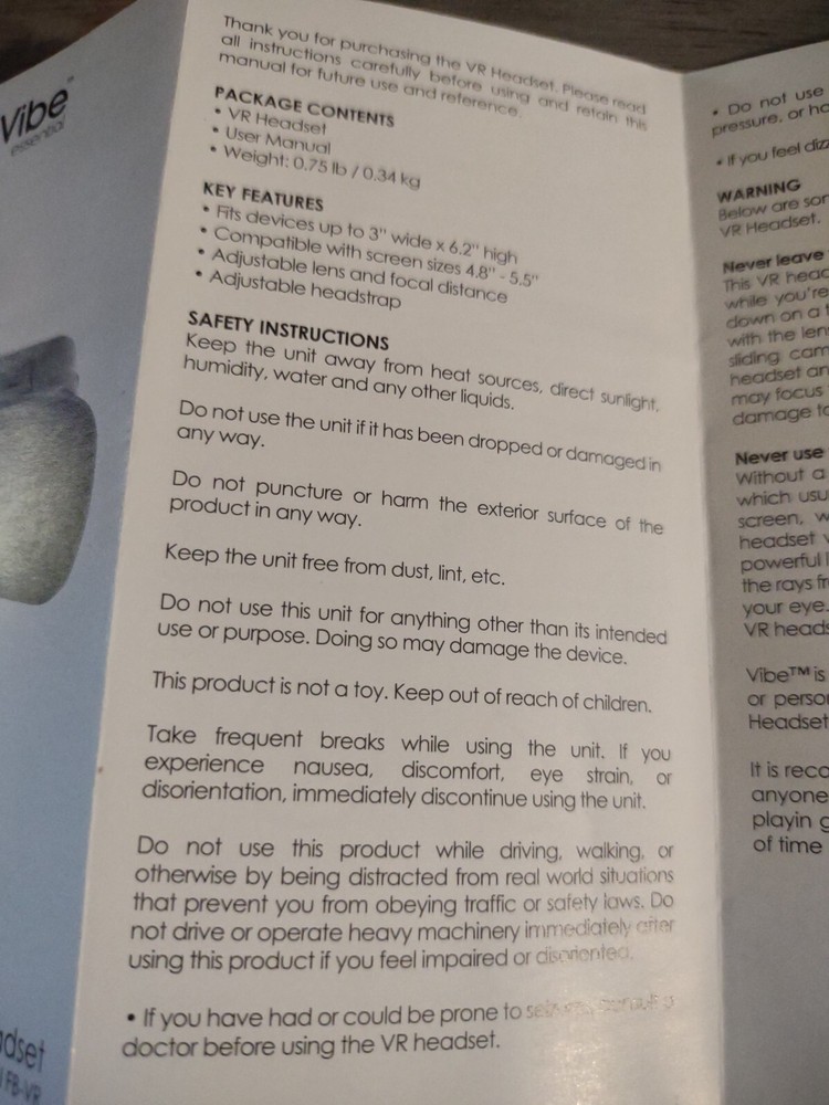 Vibe Essential Virtual Reality Headset