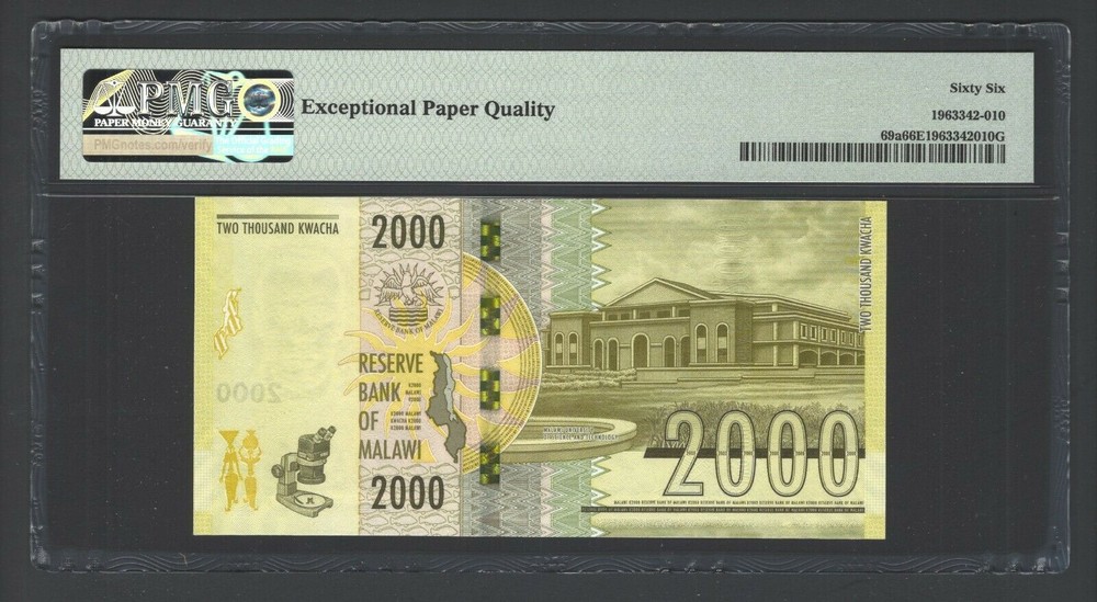 Malawi 2000 Kwacha 2016 P69a Uncirculated Graded 66