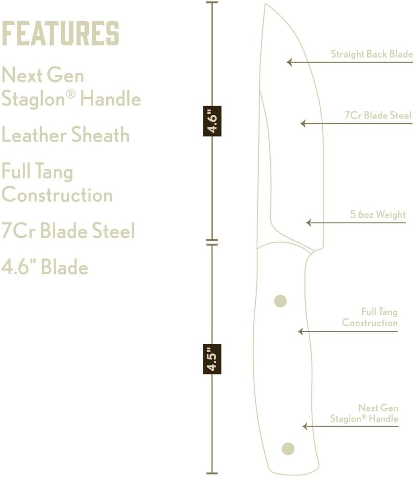 Uncle Henry 191UH Fixed Blade with Full Tang Construction, Next Gen Staglon