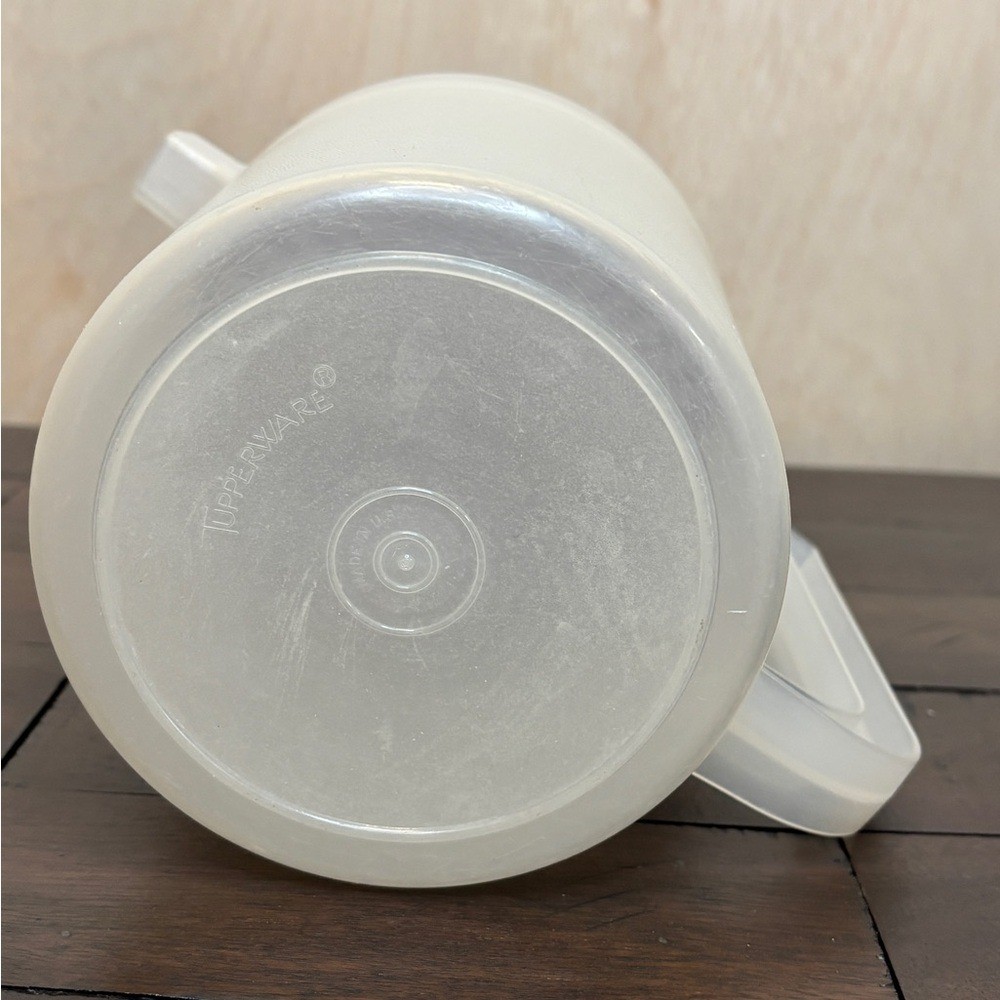 Vintage Tupperware Pitcher 1.5 quart sheer with red push-button sealing lid