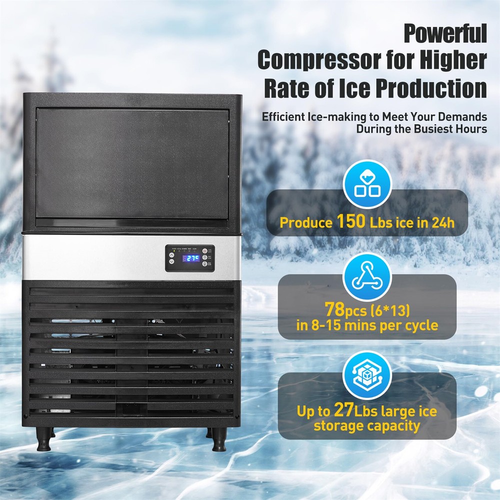 🔥340W Ice Maker Machine 150LBS/Day Crushed Ice Maker with Chewable Ice Cubes NE