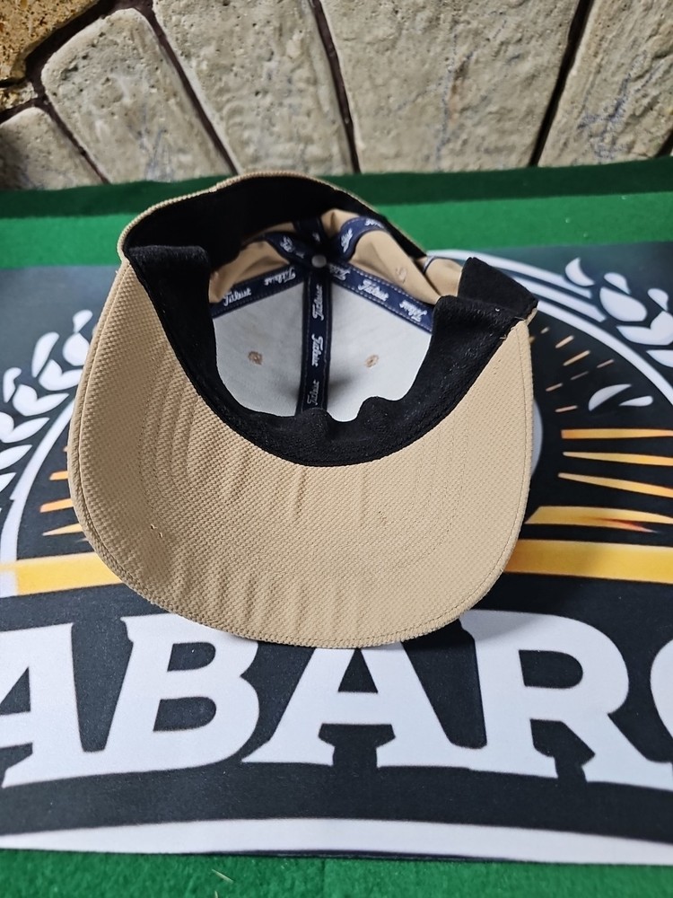 Titleist A-Flex Fitted Golf Hat Cap / Tan/Navy Blue / Fitted Small/Medium