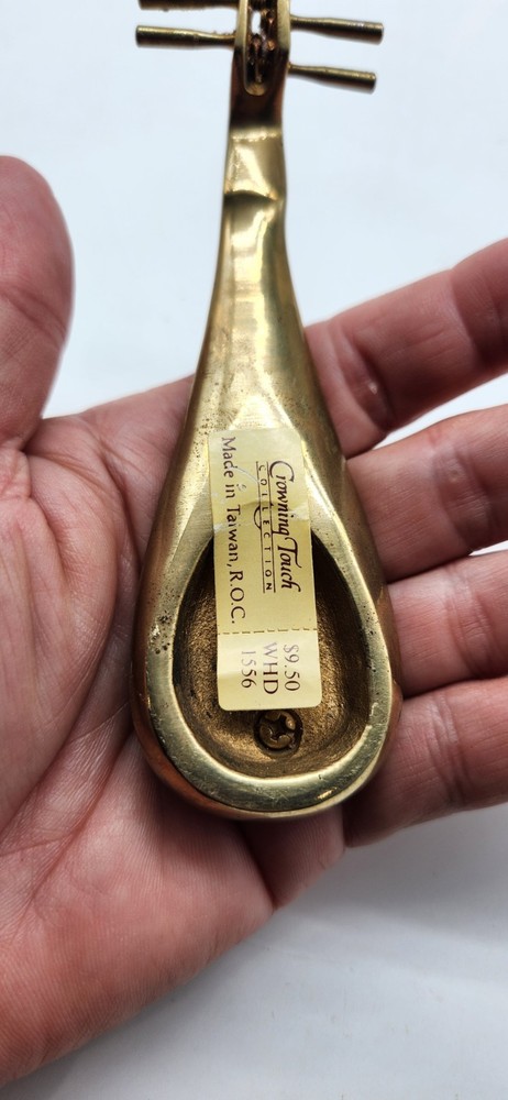 Vintage Solid Brass Lute Musical Instrument With 2 Strings. 5.5"