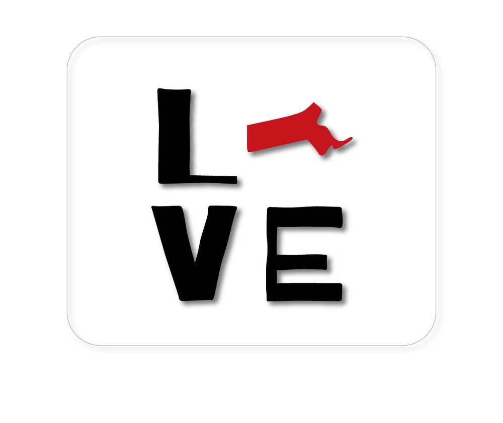 CUSTOM Mouse Pad 1/4 - Massachusetts - Love Red & Black