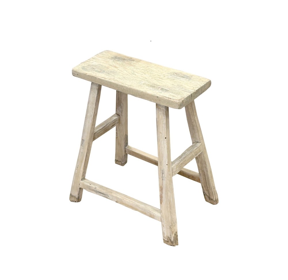Rustic Raw Rough Wood Grain Rectangle Slim Stool Bench Side Table ws4629