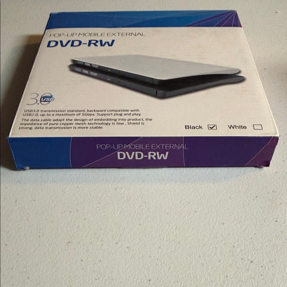 Source Unknown Black & White Pop-Up External DVD-RW USB3.0