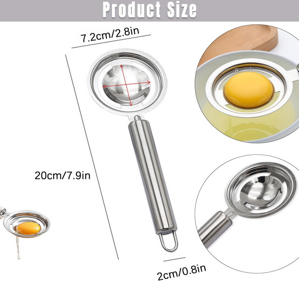 2PCS Stainless Steel Egg Separator Yolk White Kitchen Tool