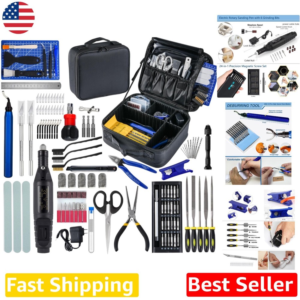 Pro 3D Printer Tools 124pc Set: Rotary Tool, Nozzle Clean, Deburring, Bag - H...