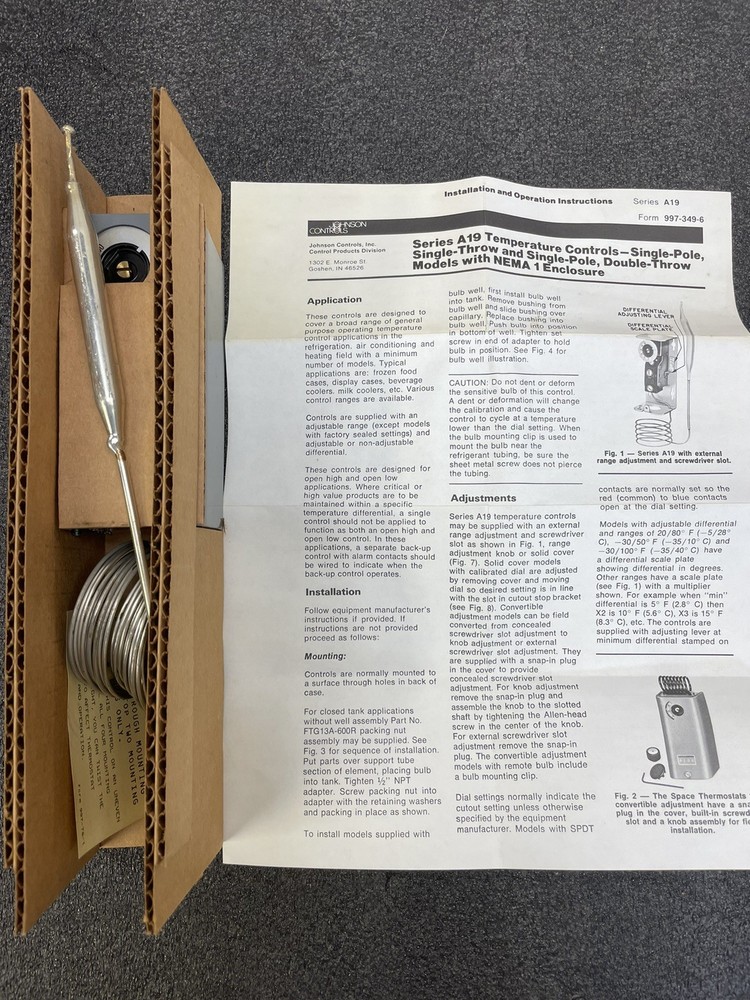 Johnson Controls A19ACA-15 Temperature Control NOS