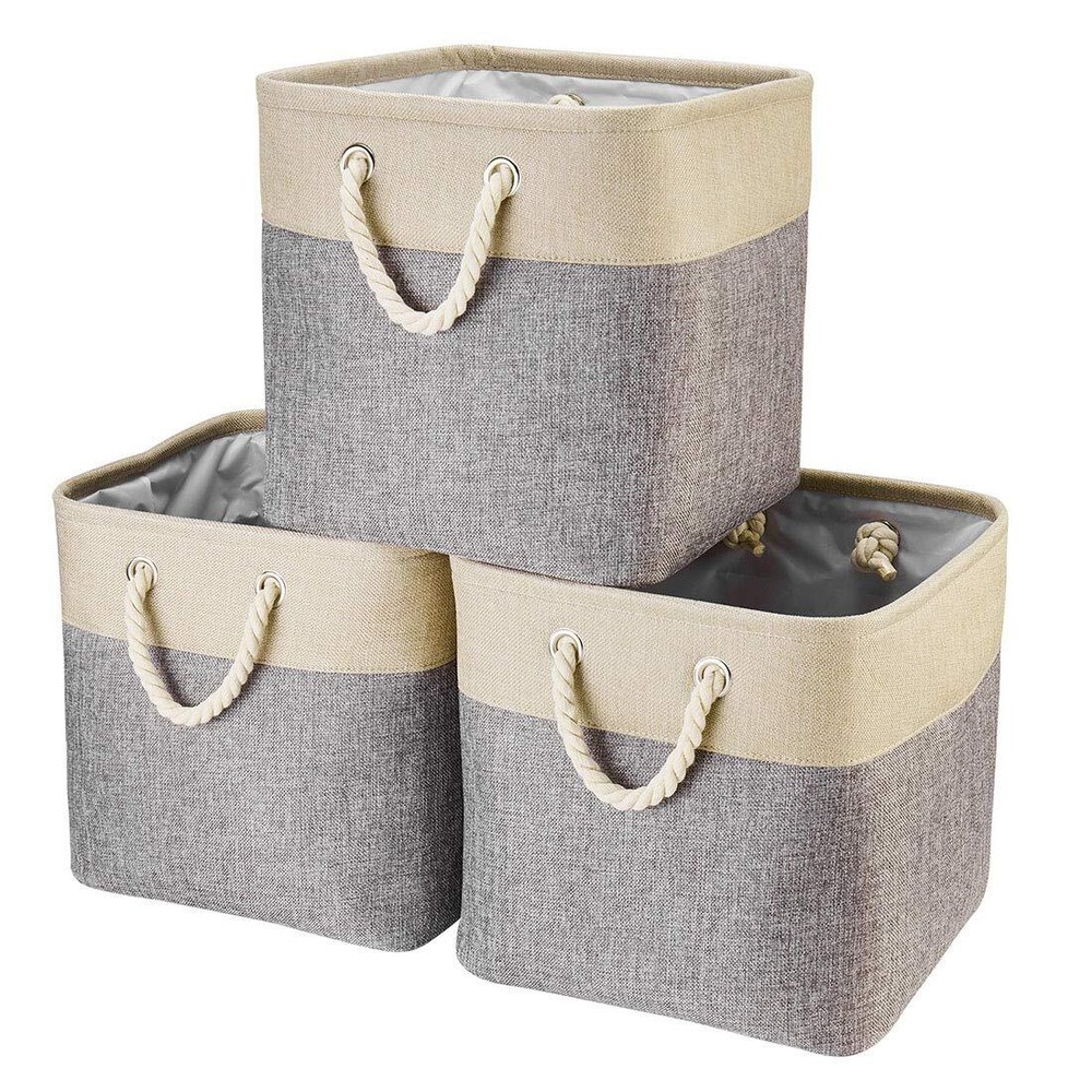 3pack Large Foldable Storage Binscollapsible Sturdy Cationic Fabric Organizing