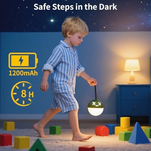 Pull-String Cute Night Light, 7 Color Changing, 30-Min Auto Off, USB-C Green