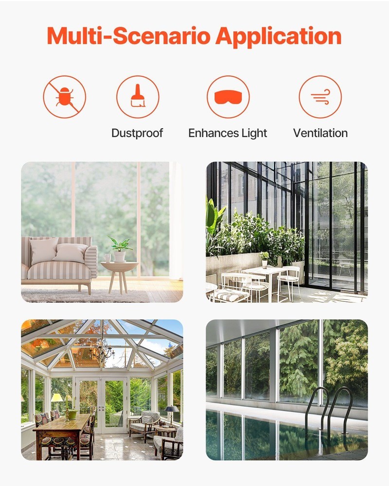 100ft x 96in Window Screen Mesh Replacement Roll - DIY Adjustable Frame