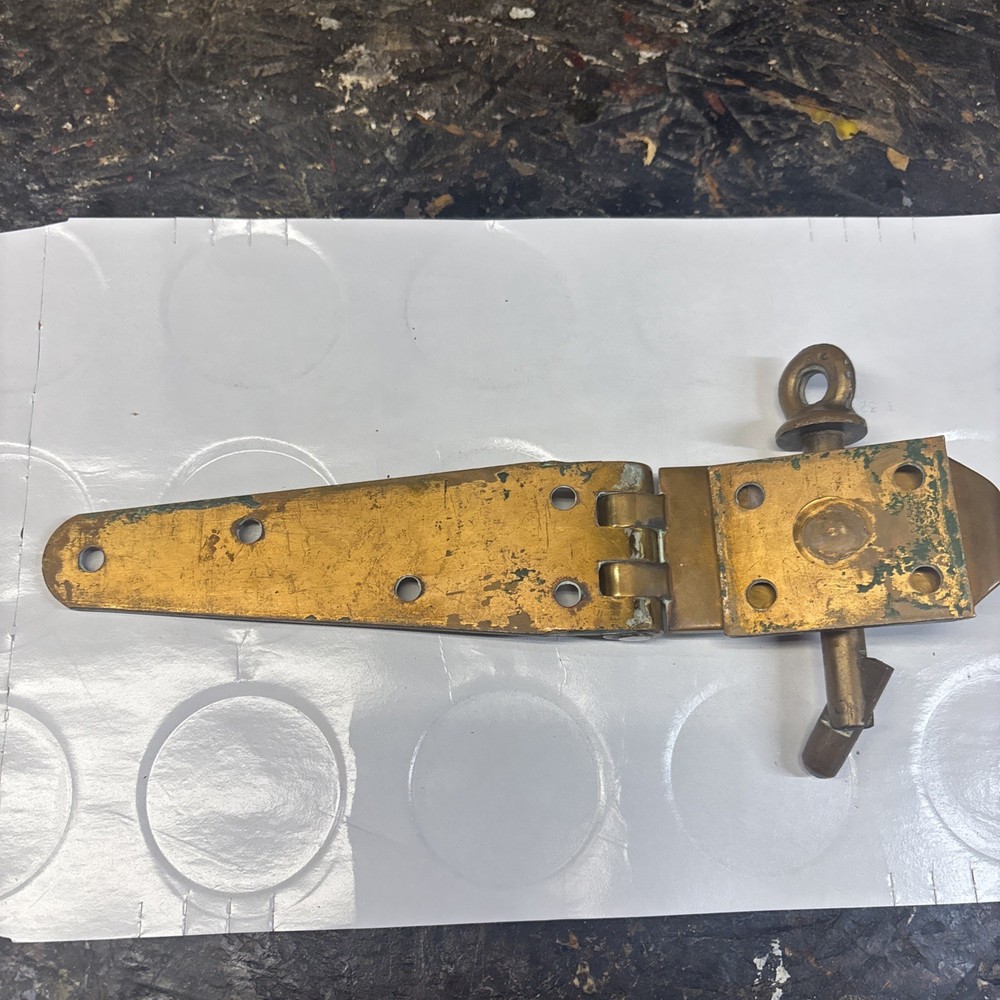 Antique Solid Brass Padlock Hasp Locking Pin Early Industrial Hardware