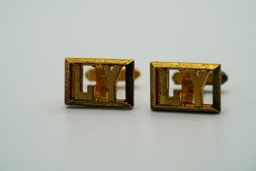 Antique Gold LY Monogrammed Cufflinks ROUGH SHAPE C2
