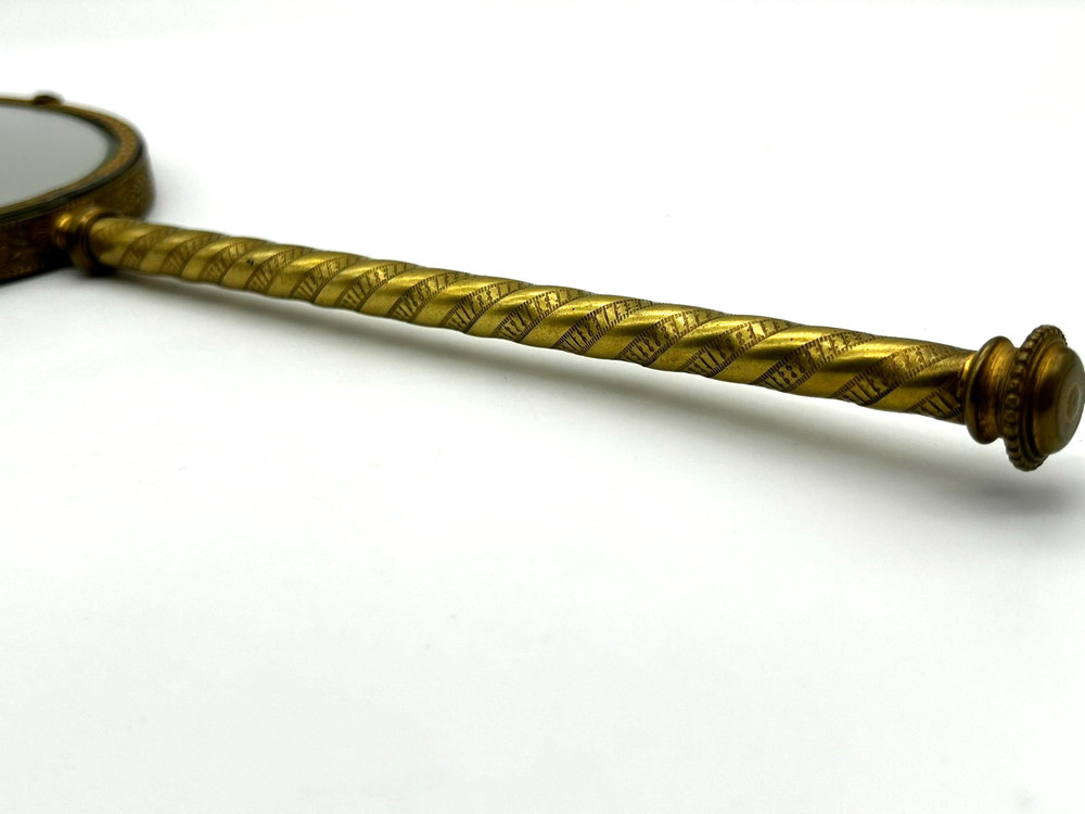 Antique Brass Handheld Vanity Mirror