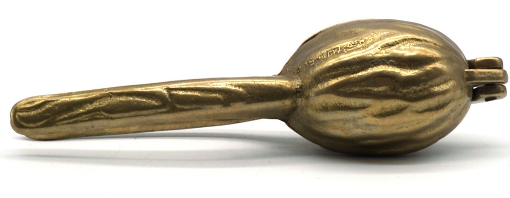 Vintage Solid Brass Walnut Shaped Nut Cracker with Handle Nutcracker