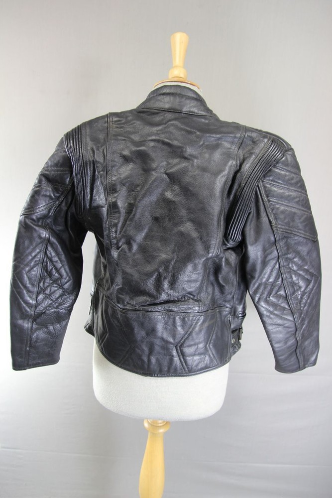 EURO STYLE CLASSIC BLACK LEATHER BIKER JACKET: SIZE 10