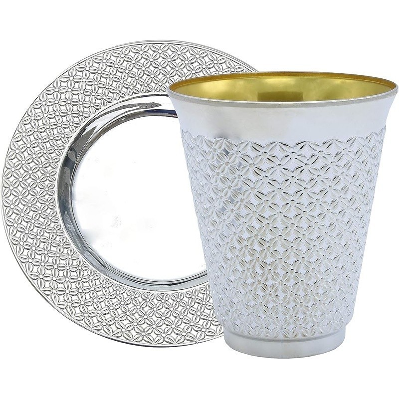 Silver Disposable Kiddush Cups Set 100 Pack Floral Design Heavy Duty Tableware