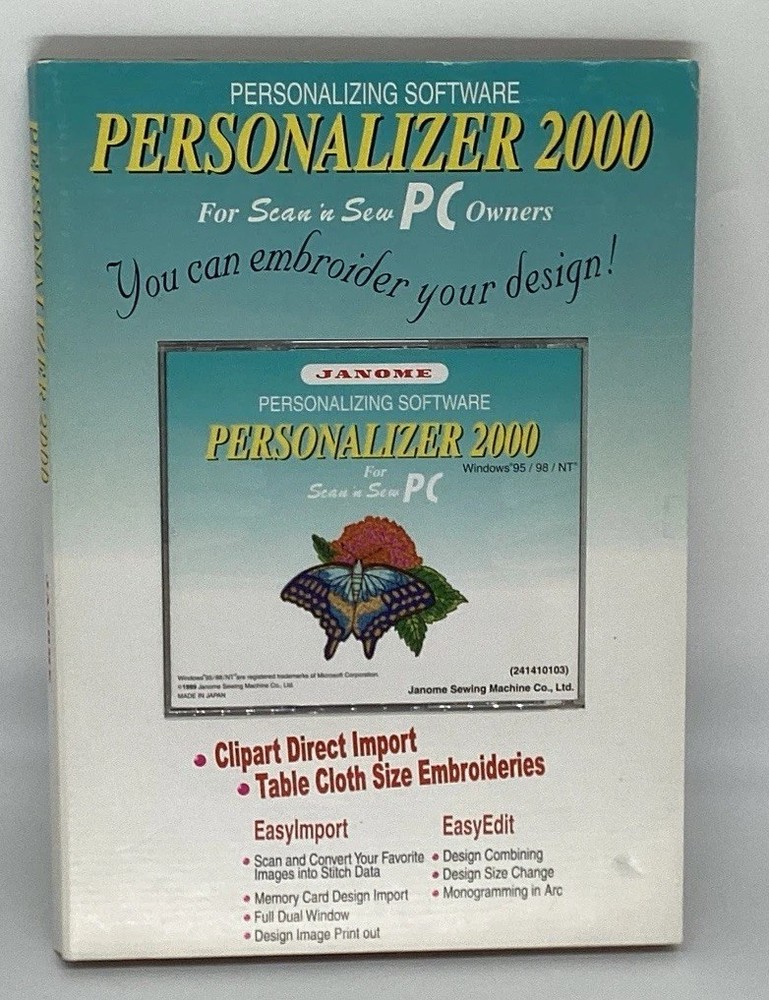 Janome Customizer 2000  Customizing Software Disc Only