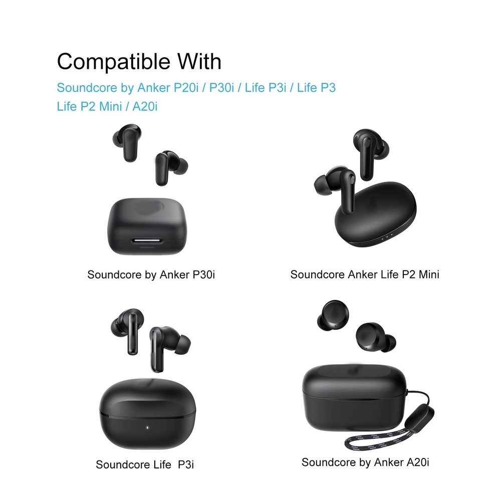 Klowcok Replacement Memory Foam Eartips for Soundcore by Anker White/Gray