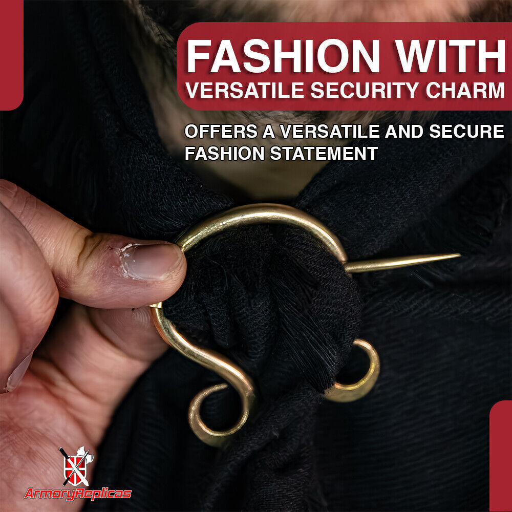 MEDIEVAL INSPIRED FUNCTIONAL HANDMADE PENANNULAR 100% BRASS BROOCH ACCESSORY