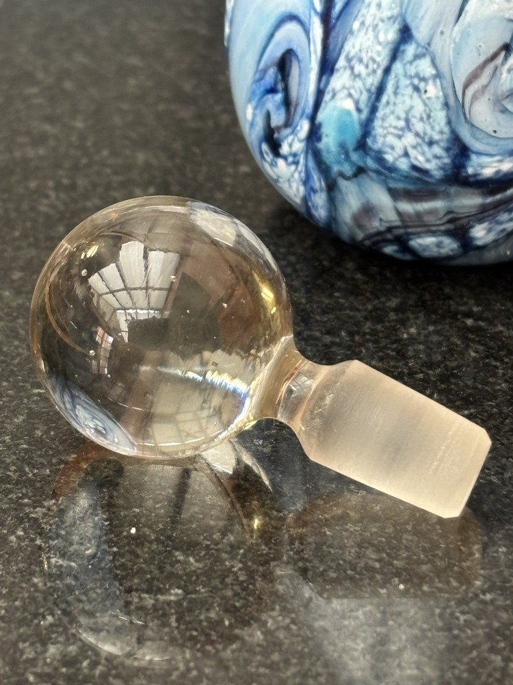 REDUCED GOZO Glass Perfume Scent Bottle Ocean Pattern Signed