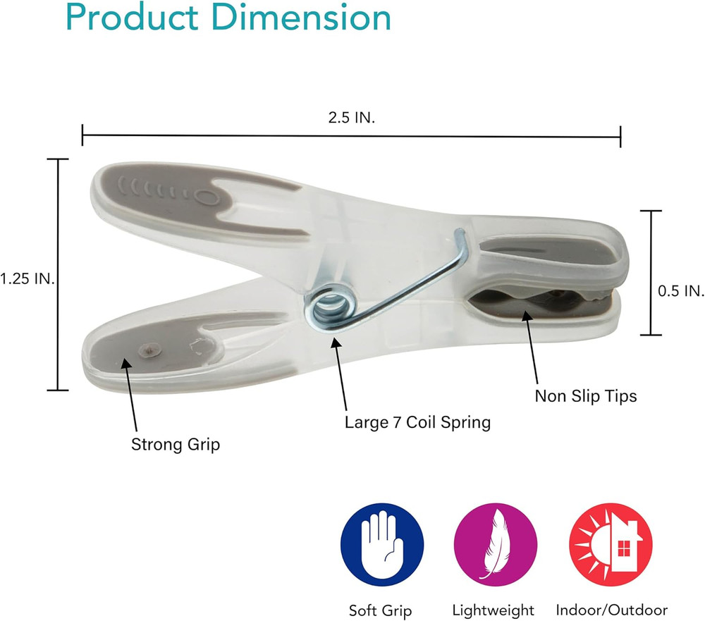 Soft Grip Clothespins | Lightweight | Super Strong | Ergonomic Design | Rust Res