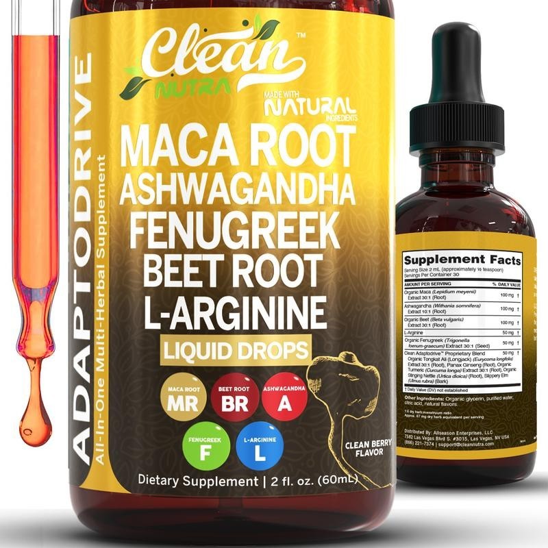 Organic Maca Root Liquid Drops with AshwagandhaFenugreek, Beet Root
