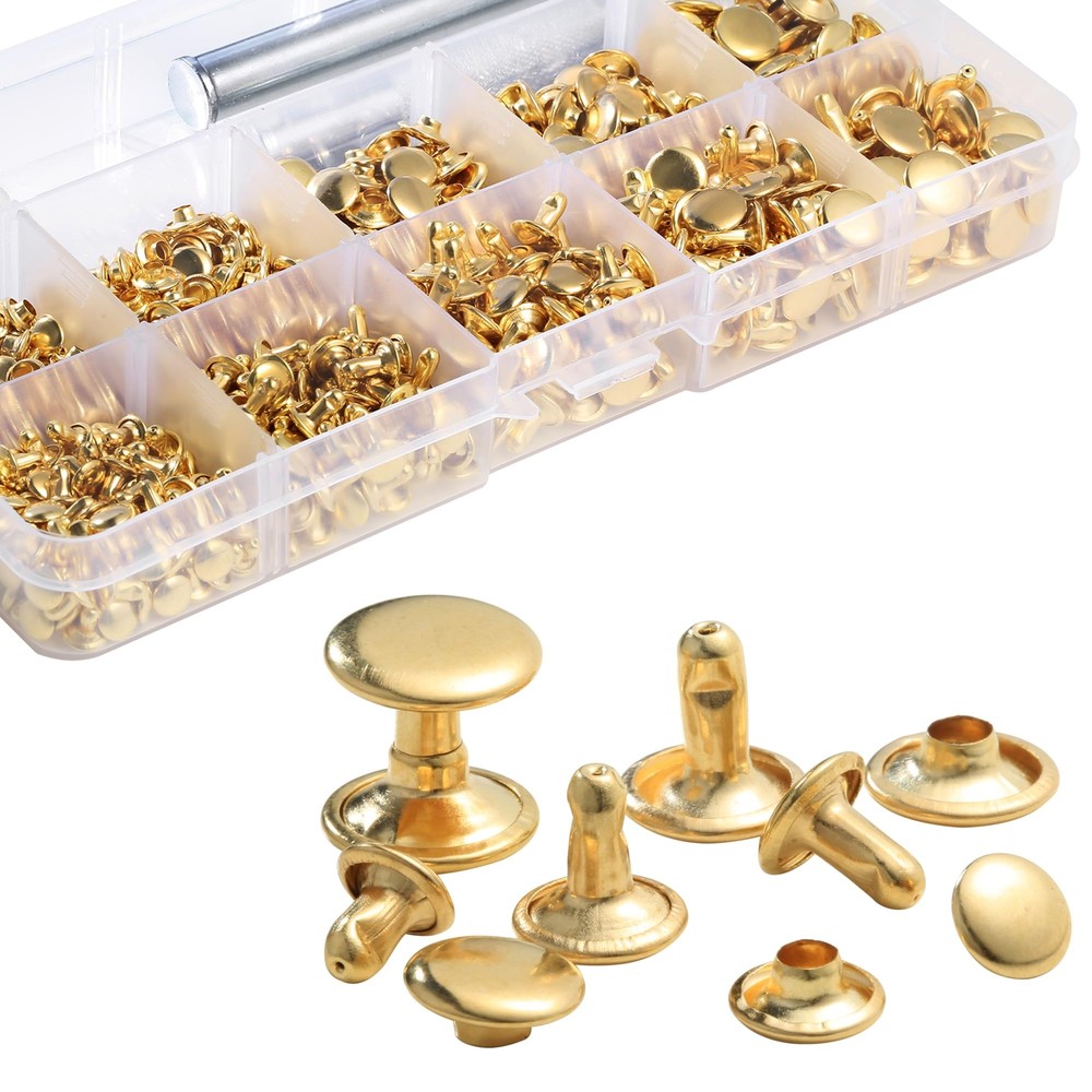 340 Sets Leather Rivets Kit Mixed Sizes Rivets for Leather Double Cap Rivets ...